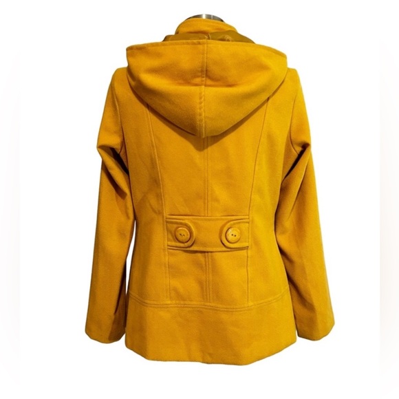 Marqueza Peru Mustard removable hooded Coat jacket lined women’s size Medium - Picture 2 of 11